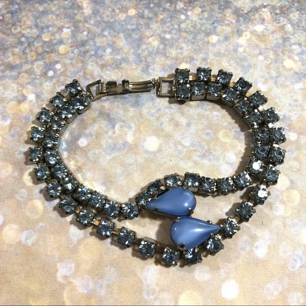 Vintage 60’s baby blue rhinestone bracelet RARE
